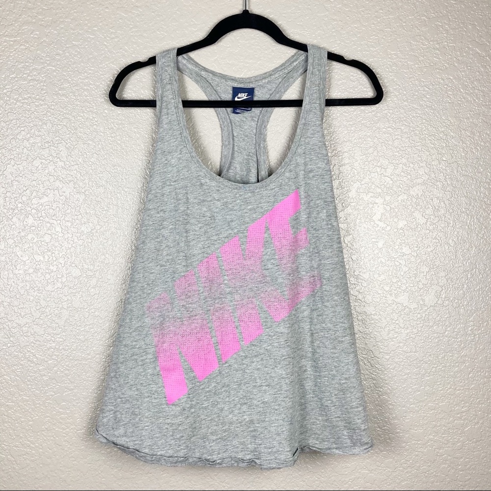 Nike Graphic Sleeveless Racerback Tank Sz XL Gray